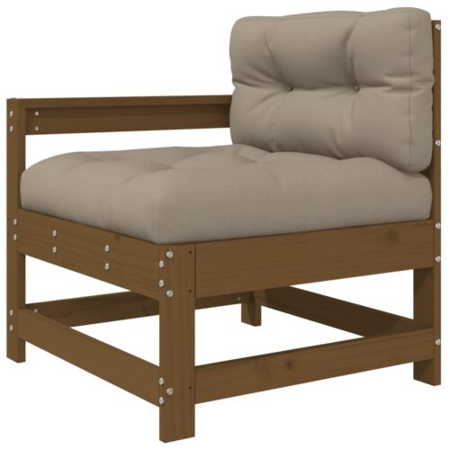 3-Piece Garden Lounge Set with Cushions Honey Brown Solid Wood - Image 5