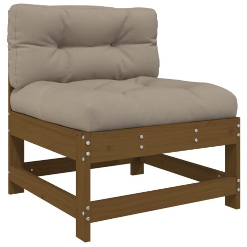 3-Piece Garden Lounge Set with Cushions Honey Brown Solid Wood - Image 6