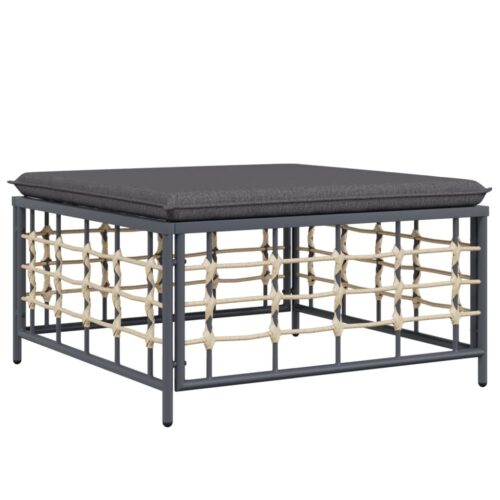 6-Piece Garden Lounge Set with Cushions Anthracite Poly Rattan - Image 6