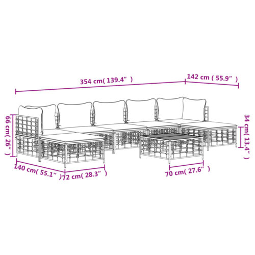 8-Piece Garden Lounge Set with Cushions Anthracite Poly Rattan - Image 10