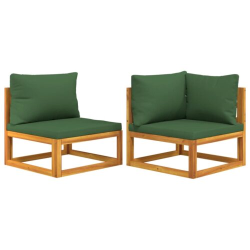 2-Piece Garden Sofa Set with Cushions Solid Wood Acacia