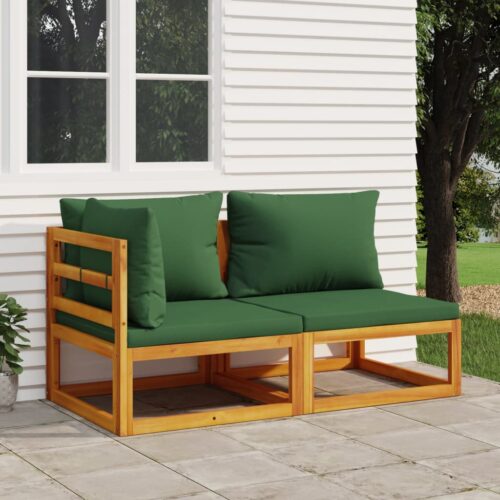 2-Piece Garden Sofa Set with Cushions Solid Wood Acacia - Image 2