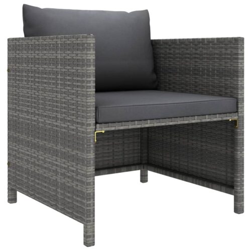4-Piece Garden Sofa Set with Cushions Poly Rattan Grey - Image 6