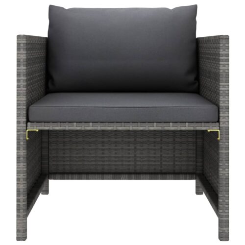 4-Piece Garden Sofa Set with Cushions Poly Rattan Grey - Image 7