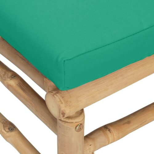 Garden Corner Sofa with Green Cushions Bamboo - Image 6