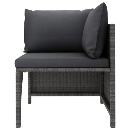 2-Seater Garden Sofa with Cushions Grey Poly Rattan - Image 3