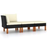 3-Piece Garden Lounge Set Poly Rattan Solid Eucalyptus Wood