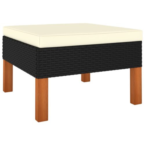 3-Piece Garden Lounge Set Poly Rattan Solid Eucalyptus Wood - Image 4