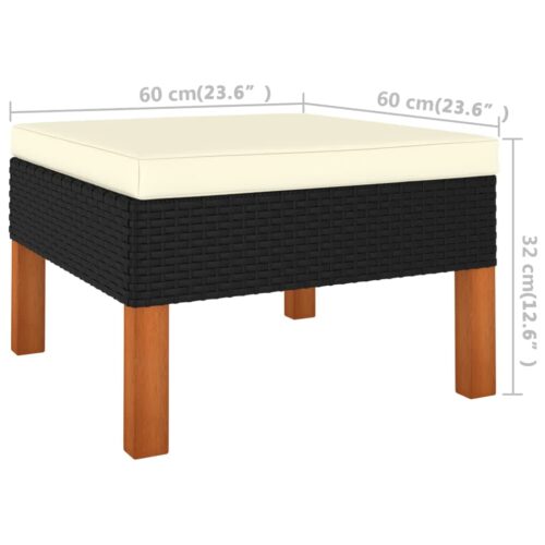 3-Piece Garden Lounge Set Poly Rattan Solid Eucalyptus Wood - Image 7