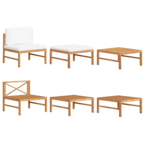 3-Piece Garden Lounge Set with Cream Cushions Teak Wood