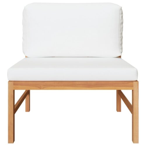 3-Piece Garden Lounge Set with Cream Cushions Teak Wood - Image 3