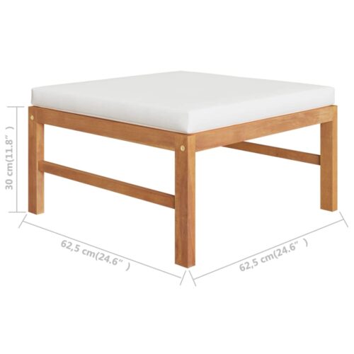 3-Piece Garden Lounge Set with Cream Cushions Teak Wood - Image 9
