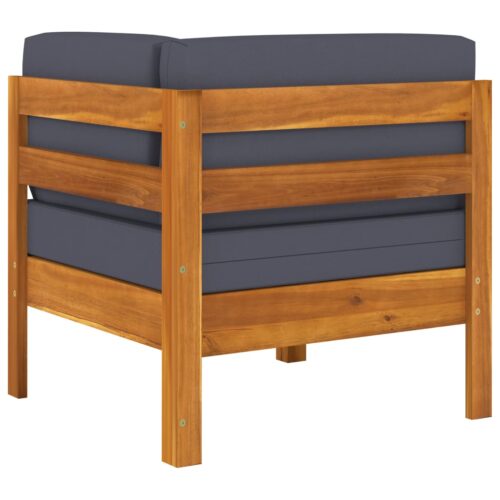 2-Piece Garden Lounge Set with Dark Grey Cushions Acacia Wood - Image 4