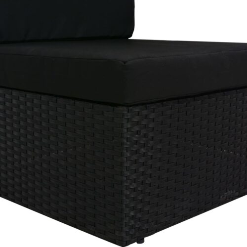 Sectional Sofa 3-Seater Poly Rattan Black - Image 5
