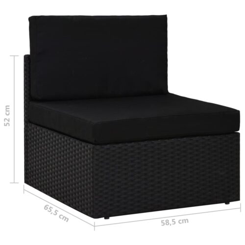 Sectional Sofa 3-Seater Poly Rattan Black - Image 7