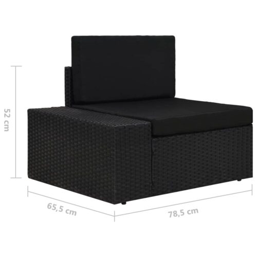 Sectional Sofa 3-Seater Poly Rattan Black - Image 9