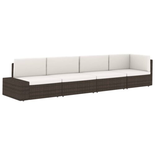Sectional Sofa 3-Seater Poly Rattan Black - Image 10