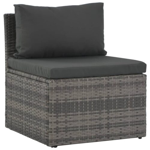 4-Piece Garden Lounge Set with Cushions Poly Rattan Grey - Image 4