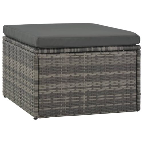4-Piece Garden Lounge Set with Cushions Poly Rattan Grey - Image 5