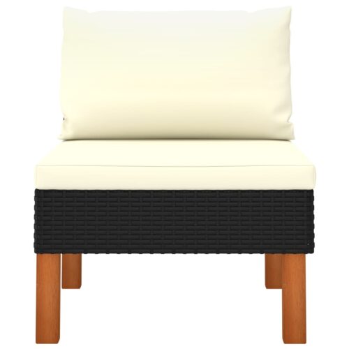 Middle Sofa Outdoor Garden Patio with Cushions Wicker Rattan Wood Lounge Chair - Image 3