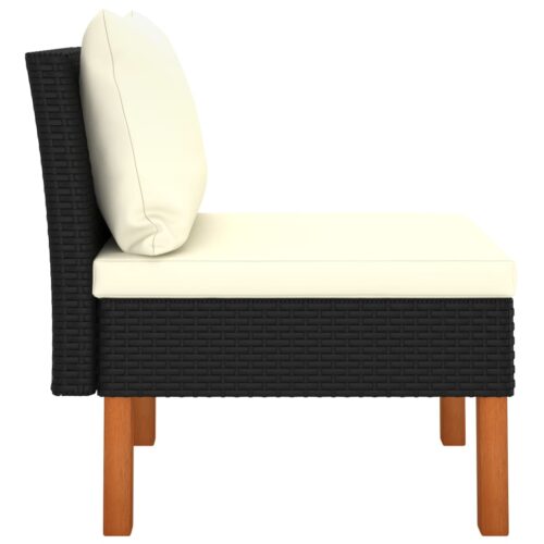 Middle Sofa Outdoor Garden Patio with Cushions Wicker Rattan Wood Lounge Chair - Image 4
