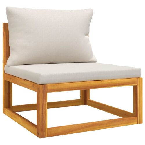 Garden Middle Sofa with Grey Cushions Solid Wood Acacia