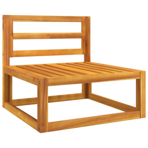 Garden Middle Sofa with Grey Cushions Solid Wood Acacia - Image 3