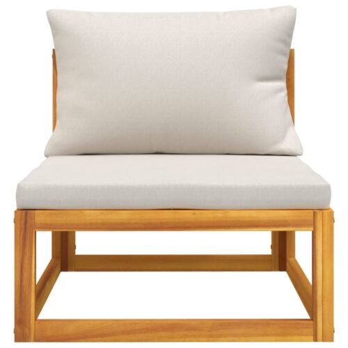 Garden Middle Sofa with Grey Cushions Solid Wood Acacia - Image 4