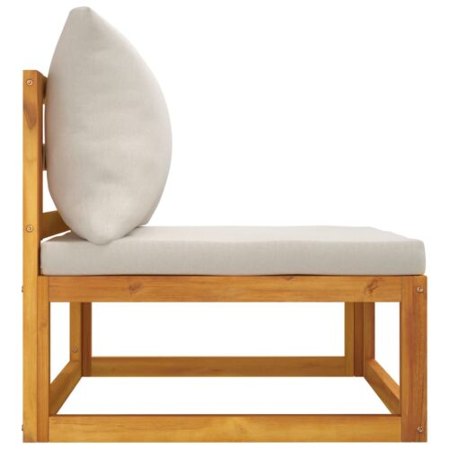 Garden Middle Sofa with Grey Cushions Solid Wood Acacia - Image 5
