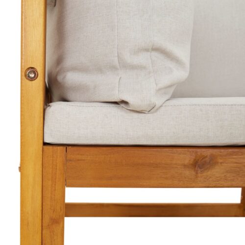 Garden Middle Sofa with Grey Cushions Solid Wood Acacia - Image 7