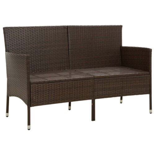 3-Seater Garden Sofa with Cushion Brown Poly Rattan - Image 4