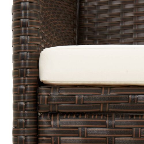 3-Seater Garden Sofa with Cushion Brown Poly Rattan - Image 7