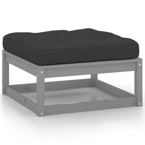 3-Piece Garden Lounge Set with Cushions Grey Solid Pinewood - Image 5