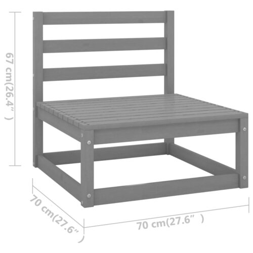 3-Piece Garden Lounge Set with Cushions Grey Solid Pinewood - Image 9