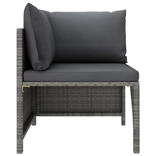 3-Piece Garden Lounge Set with Cushions Poly Rattan Grey - Image 3