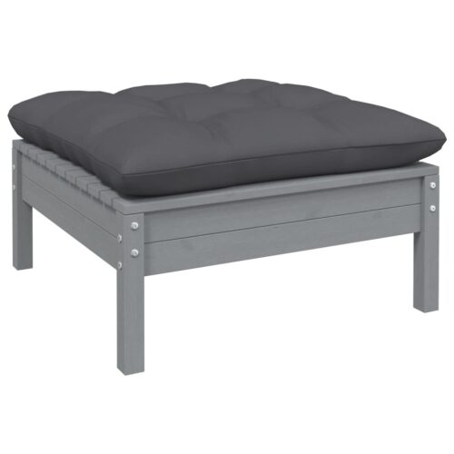 2-Seater Garden Sofa with Cushions Grey Solid Pinewood - Image 3