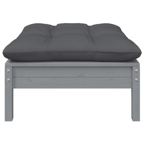 2-Seater Garden Sofa with Cushions Grey Solid Pinewood - Image 4