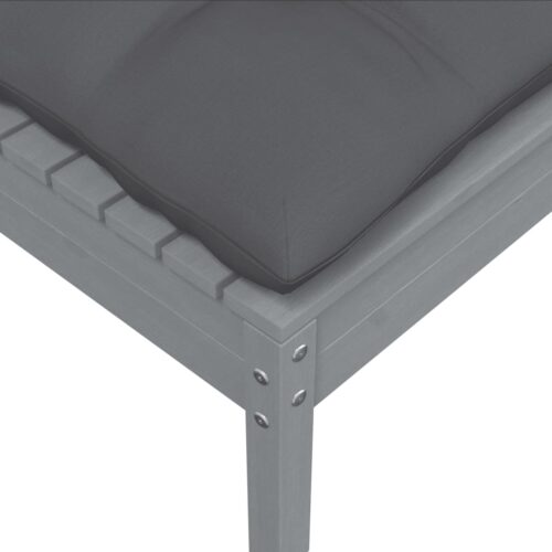 2-Seater Garden Sofa with Cushions Grey Solid Pinewood - Image 5