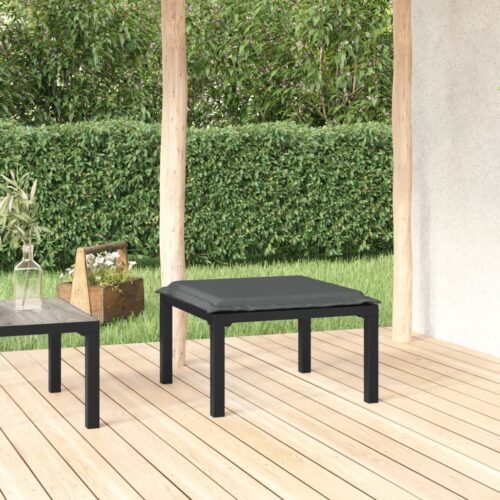 Black Grey Wicker Rattan Outdoor Footstool Garden Patio Bench Ottoman Chair Seat - Image 2