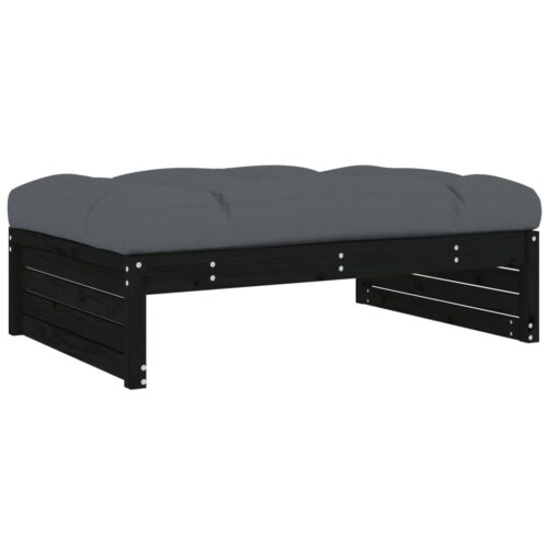 Black 120x80cm Pine Wood Outdoor Footstool Garden Patio Bench Ottoman Chair Seat