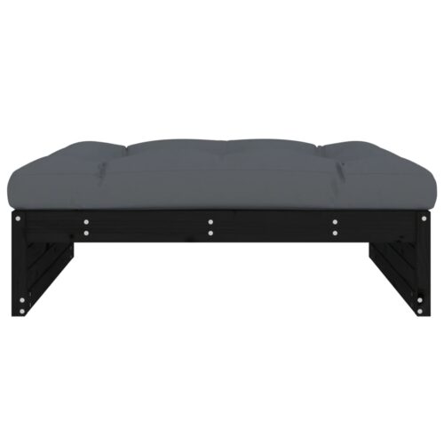 Black 120x80cm Pine Wood Outdoor Footstool Garden Patio Bench Ottoman Chair Seat - Image 3