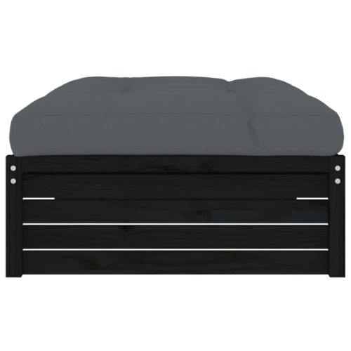 Black 120x80cm Pine Wood Outdoor Footstool Garden Patio Bench Ottoman Chair Seat - Image 4