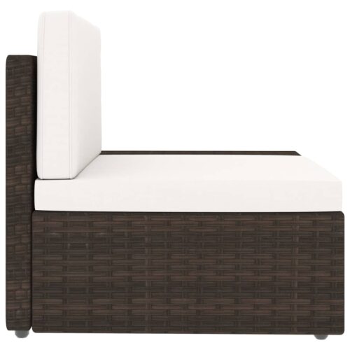 Sectional Sofa 2-Seater Poly Rattan Brown - Image 6