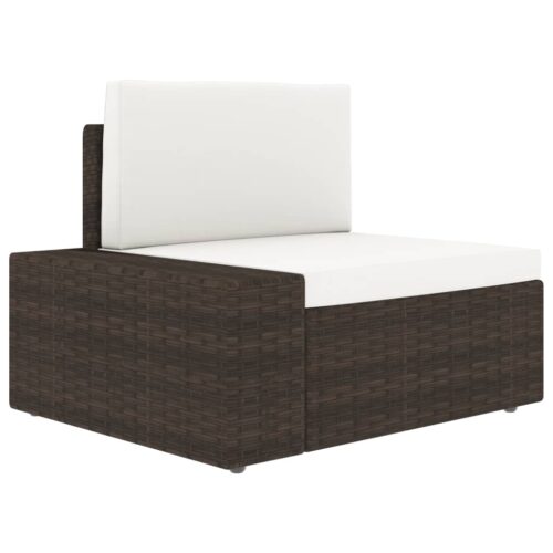 Sectional Sofa 2-Seater Poly Rattan Brown - Image 9