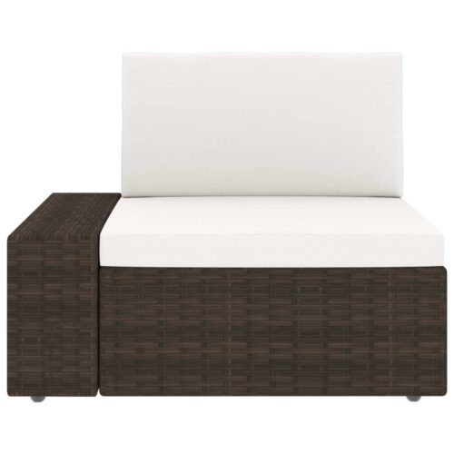 Sectional Sofa 2-Seater Poly Rattan Brown - Image 10