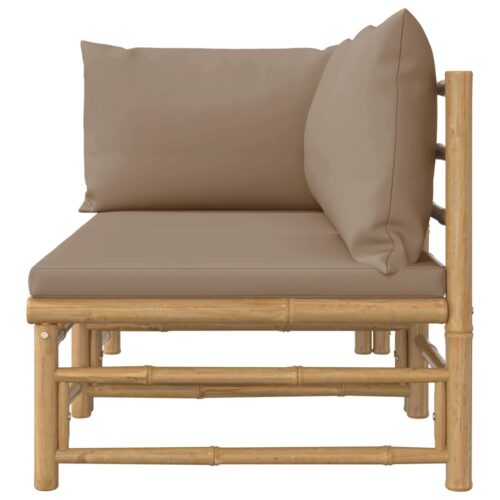 2-Piece Garden Lounge Set with Taupe Cushions Bamboo - Image 4