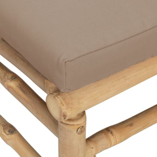 2-Piece Garden Lounge Set with Taupe Cushions Bamboo - Image 8