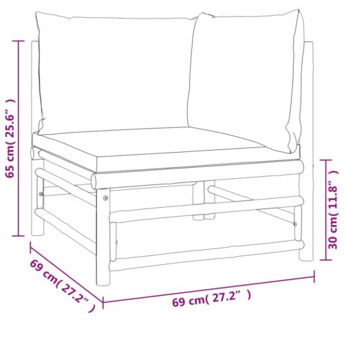 2-Piece Garden Lounge Set with Taupe Cushions Bamboo - Image 9