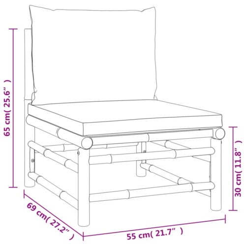 2-Piece Garden Lounge Set with Taupe Cushions Bamboo - Image 10