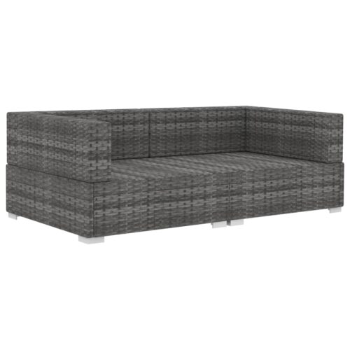 Sectional Corner Chairs 2pcs with Cushions Poly Rattan Grey - Image 3